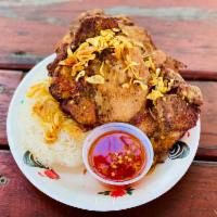 09. Hat Yai Fried Chicken · Homemade marinated fried chicken with Thai sweet chili sauce and Thai sticky rice or jasmine...