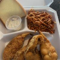 3 catfish steaks and spaghetti  · Fridays only! Catfish with spaghetti, coleslaw, and bread