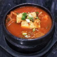 Kimchi Hot Pot Stew with Pork · Spicy.
White rice included