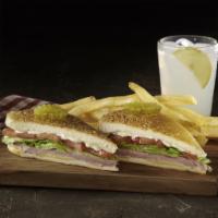 Slim Jim Sandwich · Lean ham, Swiss cheese, tomato, iceberg lettuce and slim Jim sauce on a pressed and grilled ...