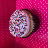 Birthday Cake Cupcake · Vanilla cake with vanilla buttercream frosting and rainbow sprinkles