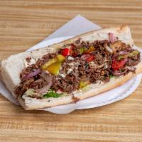 85. Steak Bomb Sub · Served with cheese, grilled onions, peppers and mushrooms.