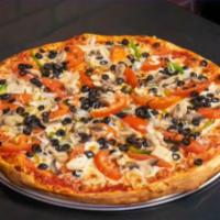 Vegetarian Pizza · Our freshest combination of juicy ripe tomatoes, onions, green peppers, mushrooms, and black...