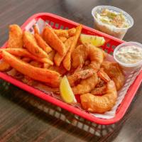 Shrimp Combo · 6 pieces with your choice of Original or Spicy breading. Served with chips, Cole Slaw, White...