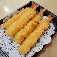 Shrimp Tempura · 4 pieces. Tempura battered and fried shrimps. Served with spicy mayo.