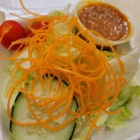House Salad · Lettuce, tomato, cucumber and carrot. Served with house ginger dressing.