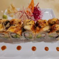 California Eel Roll · California roll topped with eel. Served with eel sauce. Inside-out.