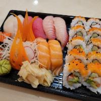 Sushi Mori Combo · California roll and 9 sushi (chef's choice).