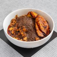 Beans and Plantain · Black eyed peas cooked in a tomato base sauce, with a unique blend of spices and peppers. Se...