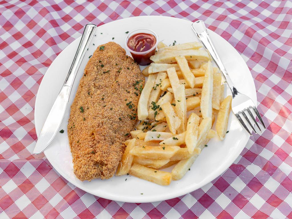 Fried Fish · Comes with fries, mash potatoes, or shrimp pasta.