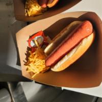 Nathan's Beef Kosher Hot Dog · Comes with ketchup, mustard, mayo on the side
Comes with potato sticks