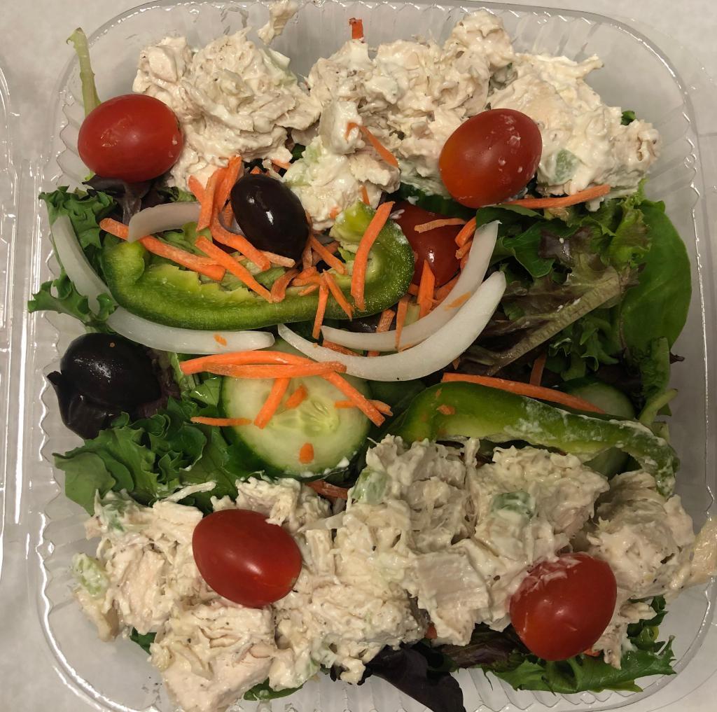 Chicken Salad · Our Tossed salad with fresh topping of chicken salad.