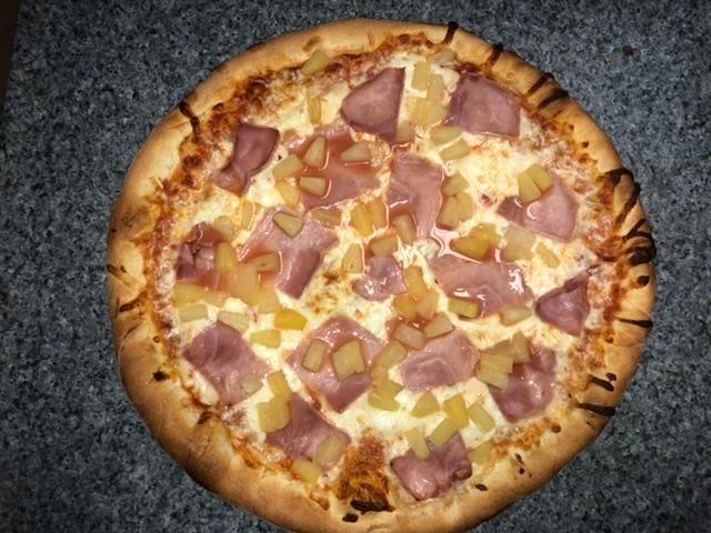 Hawaiian Pizza · Slices of ham with pineapple.