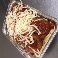 Veal Parmigiana Dinner · Real veal covered with cheese in a homemade marinara sauce. Served over pasta.