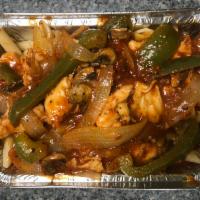 Chicken Cacciatore Dinner · White chicken breast sauteed with onions, peppers and mushrooms in a white wine and homemade...