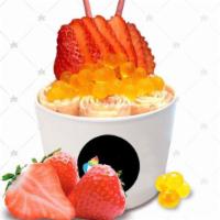 R23. Strawberry Sunset Ice Cream · Mix with vanilla, strawberry, mango, strawberry sauce and mango sauce topped with strawberry...