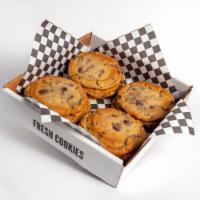 DOZEN BOX OF CHOCOLATE CHIP COOKIES · 12 SOUTHERN SIZED CHOCOLATE CHIP COOKIES, BAKED AND BOXED