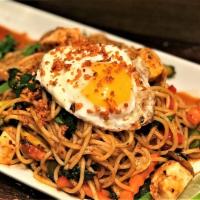 Indonesian Mie Goreng · Broccoli, carrots, onions and jalapenos with spaghetti-like noodles in a tangy, savory and s...