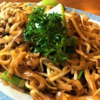 Pad Thai · Rice noodles, beansprouts, scallions, onions and egg tossed with housemade pad thai sauce.