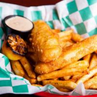 Fish and Chips · Crispy beer-battered cod, fries and Chesapeake remoulade.