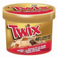 Twix Caramel Flavored Reduced Fat Ice Cream Cup 6oz · Everyone's favorite cookie bar is ready to chill. TWIX Ice Cream is made with caramel flavor...