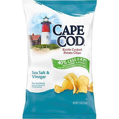 Cape Cod Potato Chips, Less Fat Sea Salt & Vinegar Kettle Cooked Chips, 7.5 Ounce · PERFECT SEA SALT & VINEGAR FLAVOR: A Cape Cod take on the classic salty and sour pairing of Salt & Vinegar