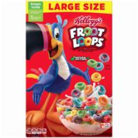 Kellogg's Froot Loops Cereal 14.7oz · A fun part of a balanced breakfast and bursting with fruity flavor, Kellogg?s Froot Loops is...