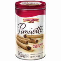 Pepperidge Farm Pirouette Crème Filled Wafers Chocolate Fudge Cookies, 13.5 Oz. Tin ·  For an extraordinary dessert experience, try delicious Pirouette Wafers. These pastry-like ...