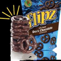 Flipz® Dark Chocolate Covered Pretzels, 4 Oz. Bags ·  Flipz® Dark chocolate covered pretzel contains 50 percent cocoa. Pretzel is slow-baked and ...