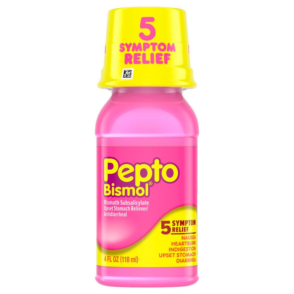 Pepto-Bismol Upset Stomach Reliever Antidiarrheal Original Liquid 4 Oz by Pepto-Bismol · 5 Symptom Relief*:NauseaHeartburnIndigestionUpset StomachDiarrhea.