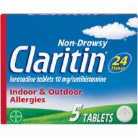 Claritin 24 Hour Allergy 5 Tabs by Afrin · Non-Drowsy* 24 Hour Relief Of : Sneezing Runny Nose Itchy, Watery Eyes Itchy Throat or Nose ...