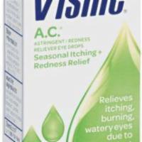 Visine a.C. Astringent Redness Reliever Eye Drops 0.5 Oz by Visine · Seasonal Itching Plus Redness Relief* Relieves Itching, Burning, Watery Eyes due to Pollen, ...