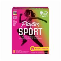 Playtex Sport Tampons Regular Unscented 18 Each by Playtex · Sport Level Protection And ComfortFor Active LifestylesPlastic TamponsRegular Absorbency.