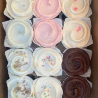 Baker's Choice Assortment Cupcakes · a dozen of our favorites (two each): carrot, doom, karen’s birthday, red velvet, strawberry,...