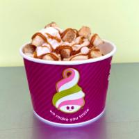 Caramel Lovers Cup · Our delicious Gourmet Caramel Vanilla Gelato & Vanilla Froyo. Topped with Hershey’s White Ch...