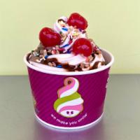 Sunday Funday · Our tasty Vanilla & Chocolate froyo swirled. Topped with chopped peanuts, rainbow sprinkles,...