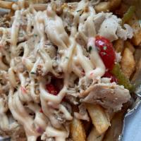 Chicken Philly · Sweet peppers, American cheese and Chef Skip's house sauce. Served on a bun or over fries

*...