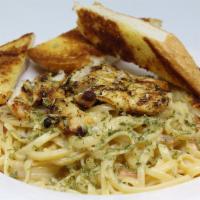 Build Your Own Pasta Bowl · Pasta made to order on bed of linguini. Served with side salad and garlic bread. Choice of s...