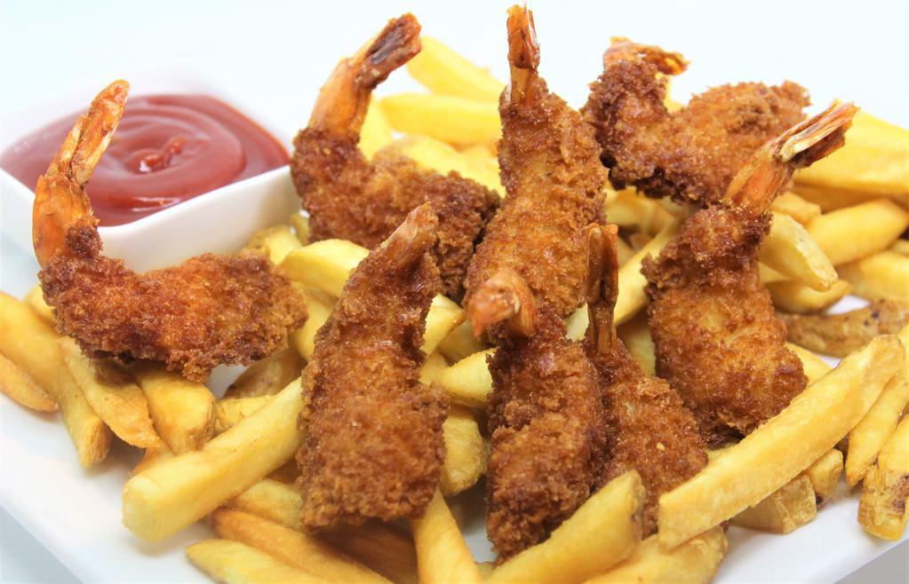 Fried Shrimp · 8 shrimp served with fries and cocktail sauce.