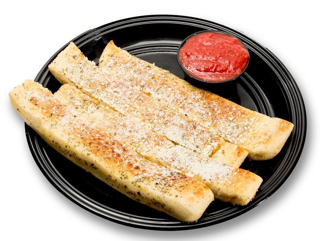 Original Yummy Bread Sticks · Oven baked garlic buttered breadsticks topped with seasonings, and Parmesan cheese. Served with pizza sauce for dipping.