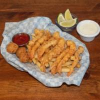 Shrimp Basket · 8 piece Shrimp with french fries and hush puppies