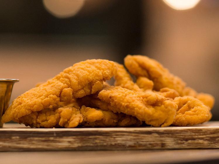 Chicken Tenders · Lightly breaded, crispy chicken tenders with choice of dipping sauce. Served with choice of side.