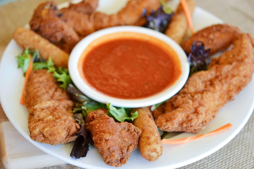 Hot Appetizer Combo · Buffalo wings, chicken fingers and mozzarella sticks. 