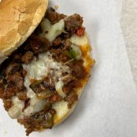 Chopped Cheese Sandwich · Grilled Chopped Beef with American Cheese on a hero with onions, peppers, seasoning, lettuce...