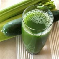 #22. Green Goddess Juice · Celery, cucumber, spinach, kale and fuji apples.