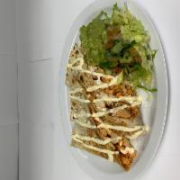 Pollo Quesadilla · Chicken. Large flour tortilla folded, filled with melted cheese and topped with sour cream a...