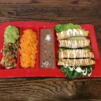flautas rice beans pico de gallo guacamole · our choice of meat chicken,beef, chesse