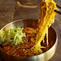 Curry Chicken Katsu · Breaded crispy chicken. korean madras curry sauce, scallions, sesame seeds