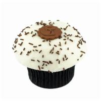Vanilla on Chocolate Cupcake · Dark chocolate cake with vanilla bean frosting.
