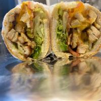 Romeo Special Sandwich · Grilled chicken, melted cheddar, sliced pickle, lettuce and tomato with honey mustard dressi...
